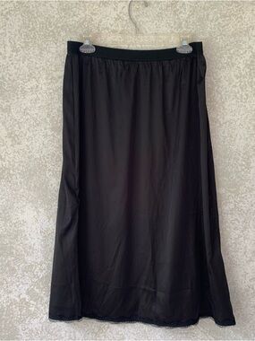 Vlazom Women's Large Satin Half Slip for under Dress Elastic Waistband  Midi
